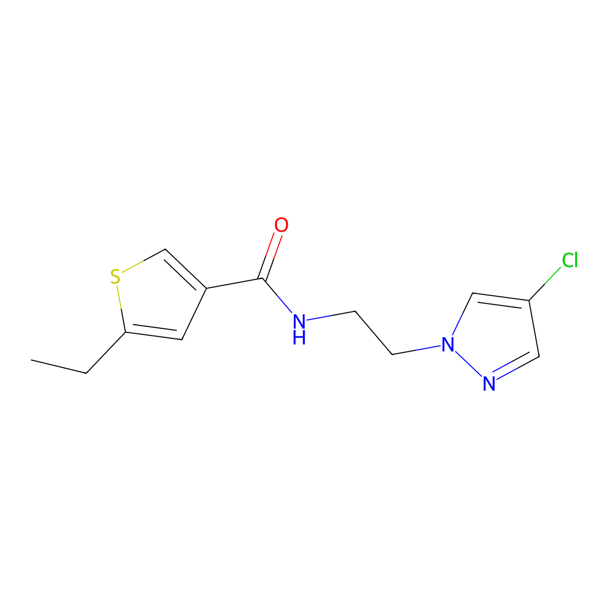 N-[2-(4-chloro-1H-pyrazol-1-yl)ethyl]-5-ethylthiophene-3-carboxamide molecular structure, CAS 1006683-09-5