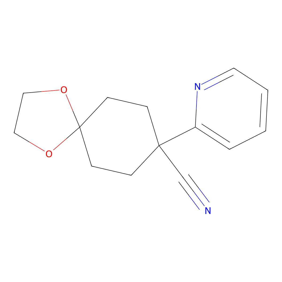 8-(Pyridin-2-yl)-1,4-dioxaspiro[4.5]decane-8-carbonitrile molecular structure, CAS 1006685-96-6