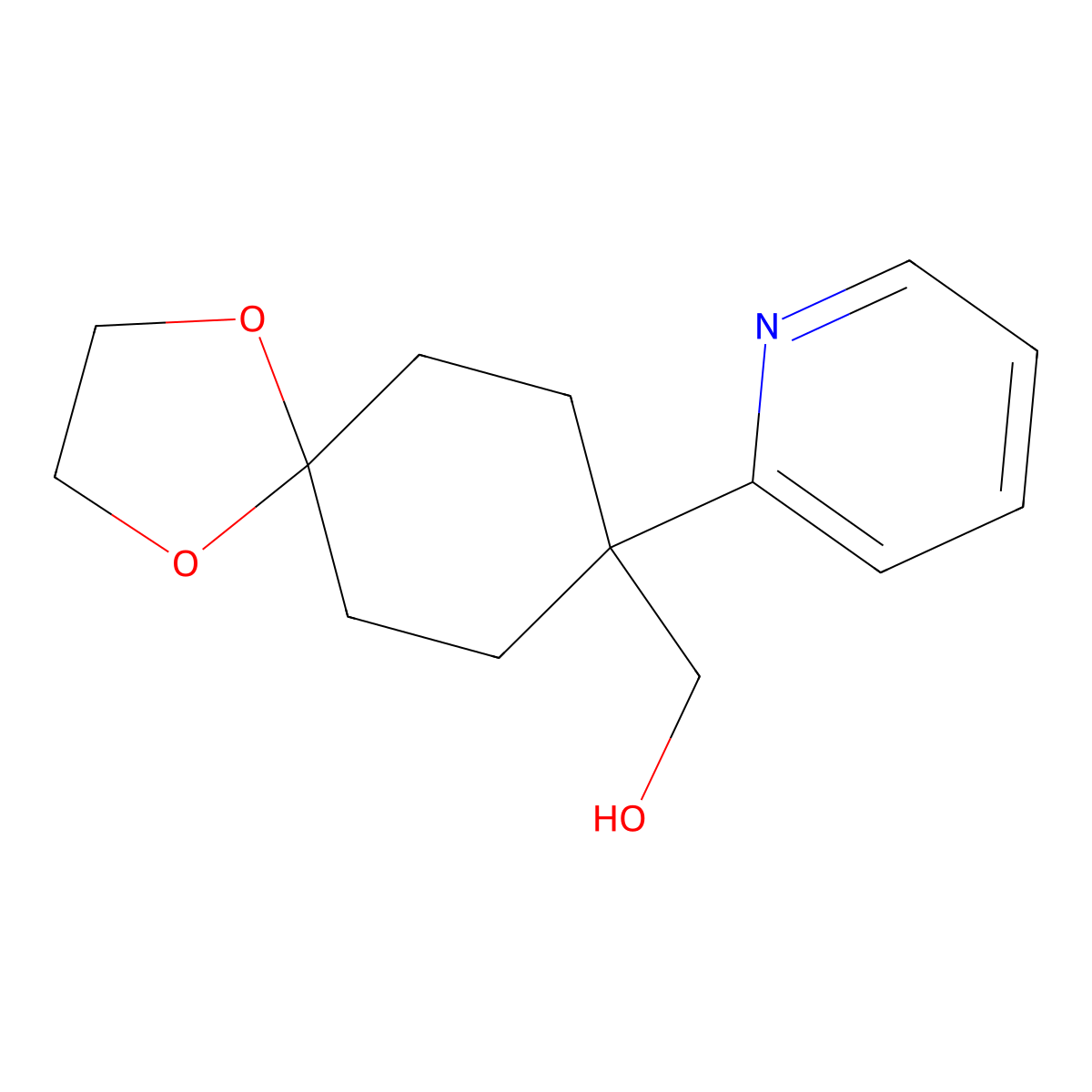 [8-(Pyridin-2-yl)-1,4-dioxaspiro[4.5]decan-8-yl]methanol molecular structure, CAS 1006685-98-8