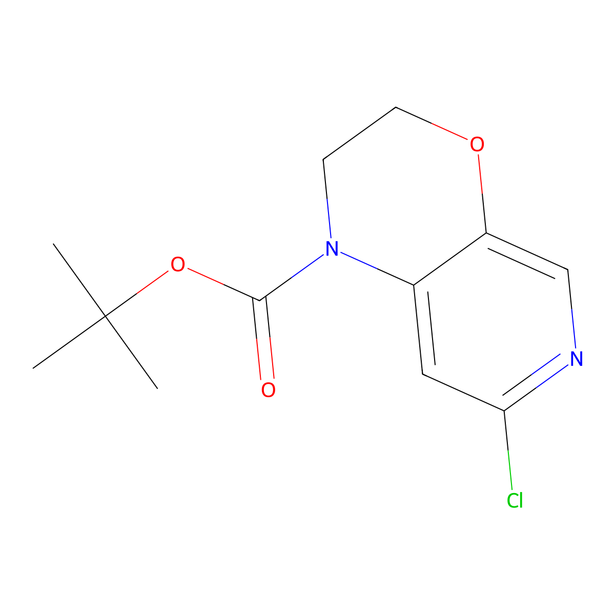 tert-butyl 7-chloro-1H,2H,3H-pyrido[3,4-b][1,4]oxazine-1-carboxylate molecular structure, CAS 1006688-26-1