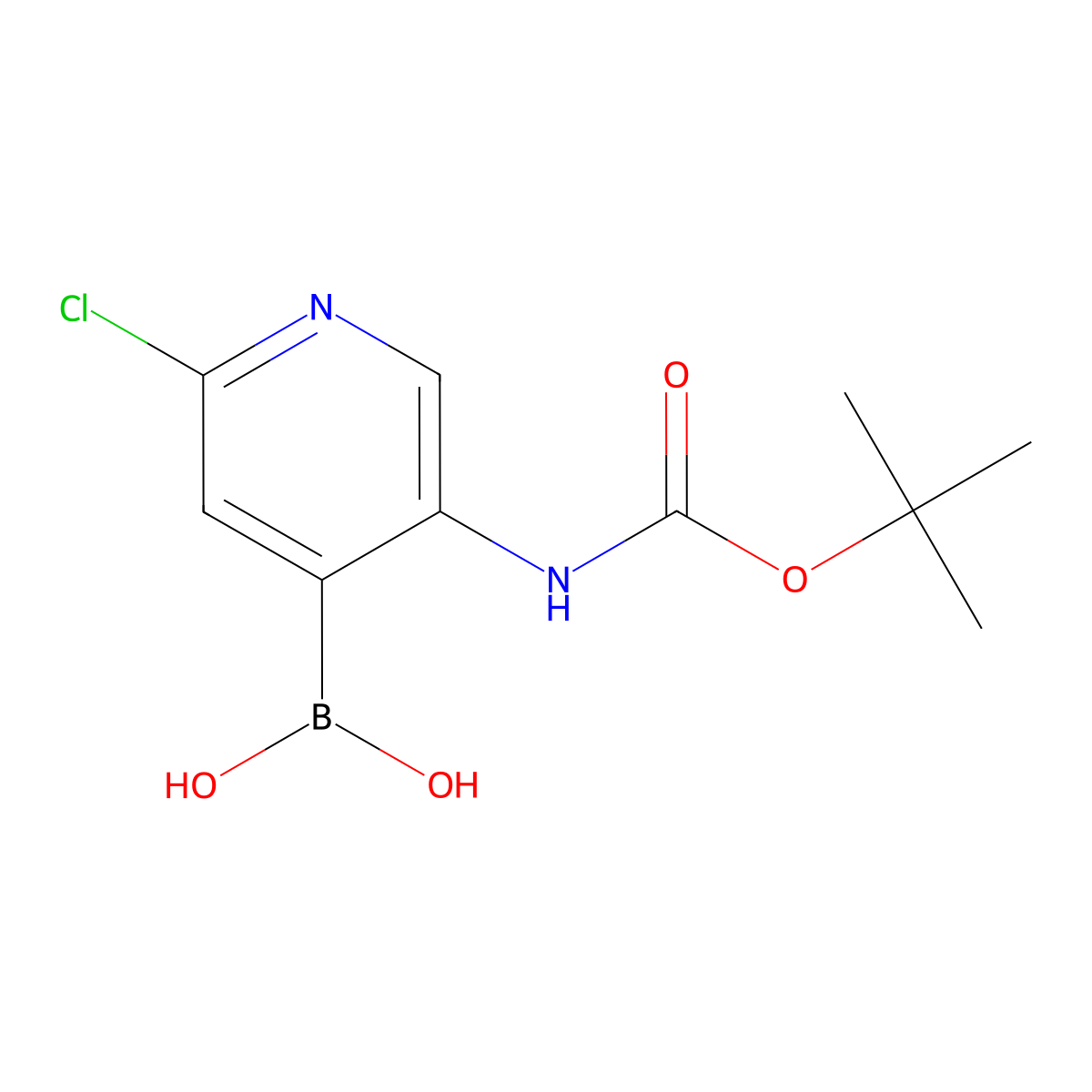 (5-((tert-Butoxycarbonyl)amino)-2-chloropyridin-4-yl)boronic acid molecular structure, CAS 1006689-23-1