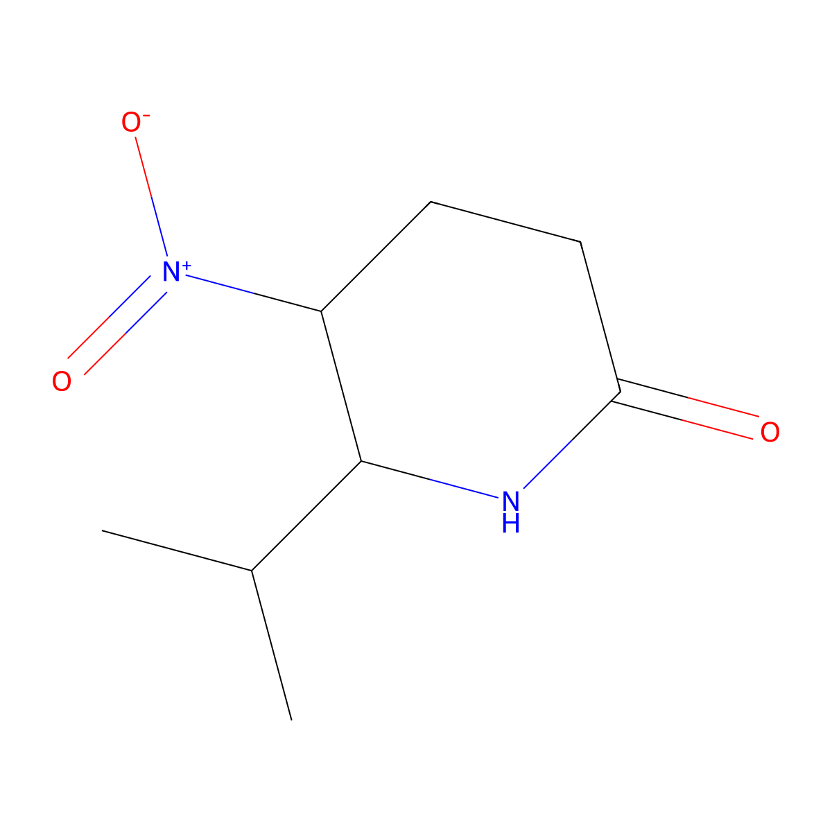 rac-(5R,6S)-5-nitro-6-(propan-2-yl)piperidin-2-one molecular structure, CAS 1006713-24-1