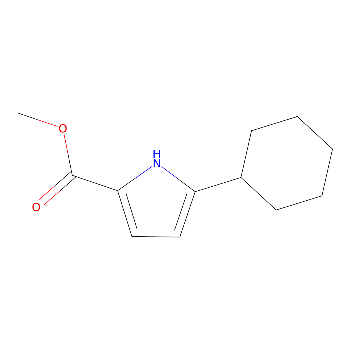 methyl 5-cyclohexyl-1H-pyrrole-2-carboxylate molecular structure, CAS 1006726-33-5