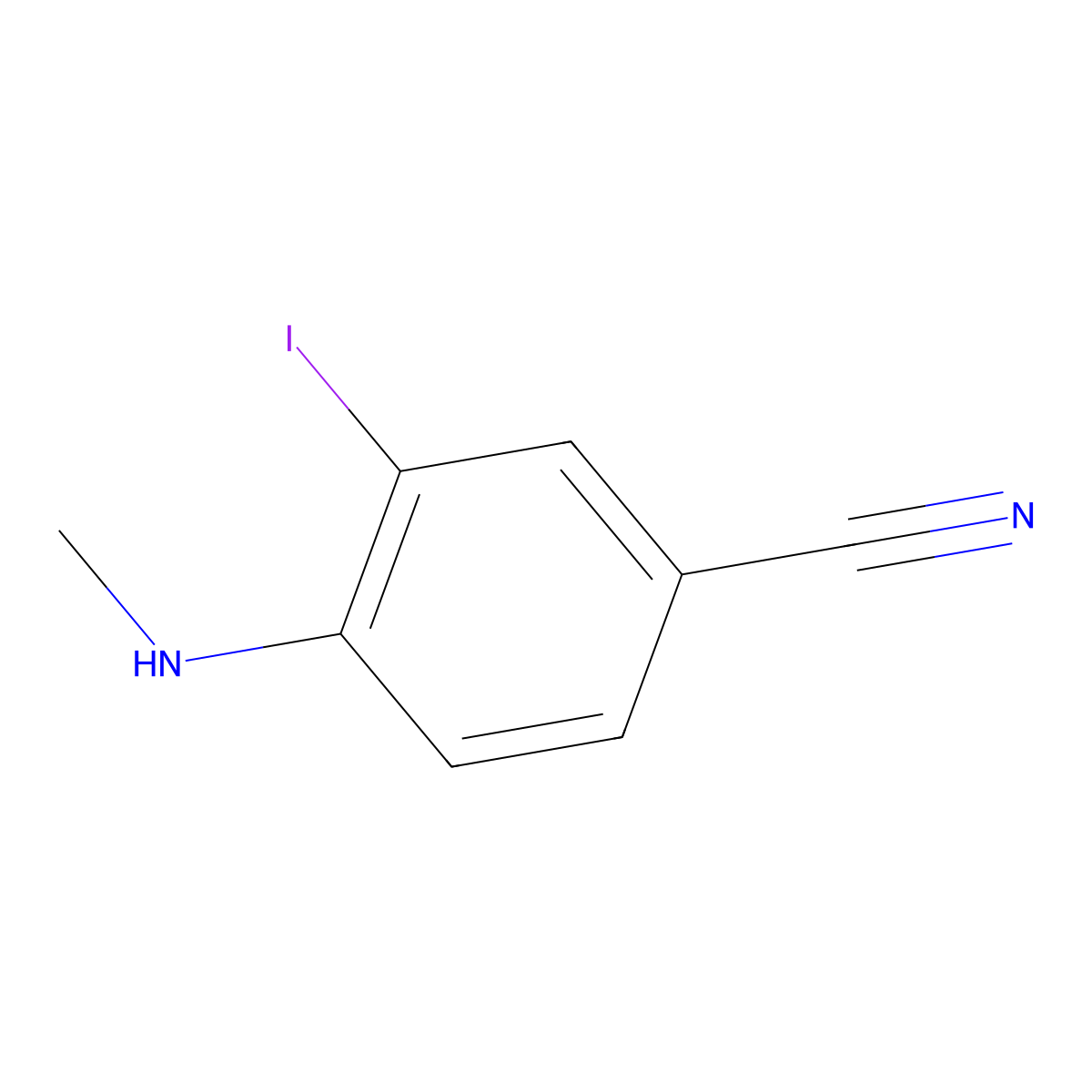 3-Iodo-4-(methylamino)benzonitrile molecular structure, CAS 1006727-97-4