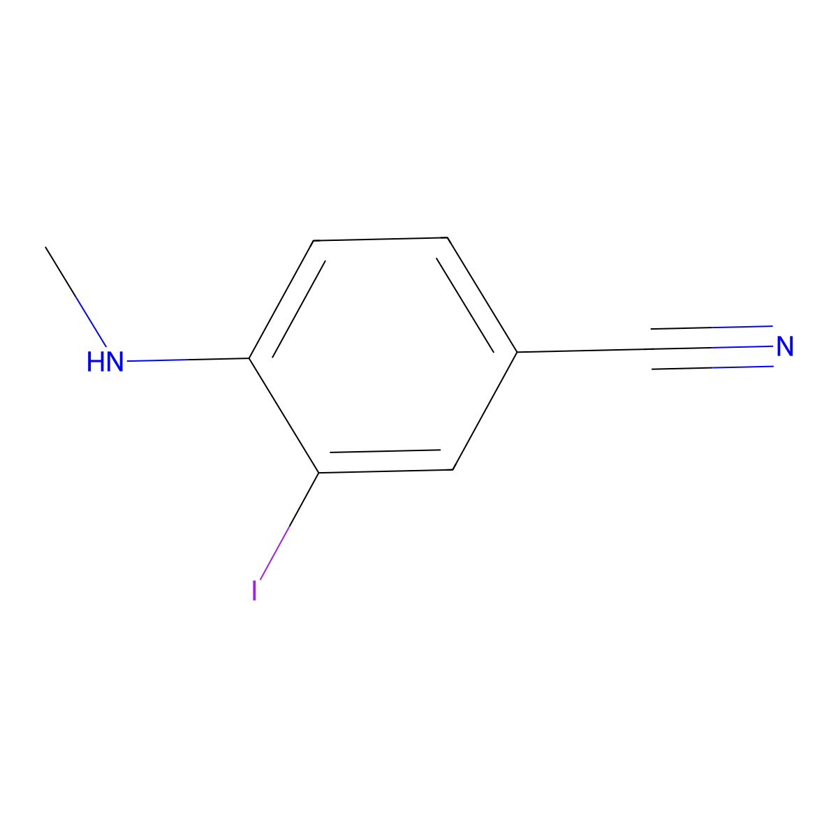 3-Iodo-4-(methylamino)benzonitrile molecular structure, CAS 1006727-97-4