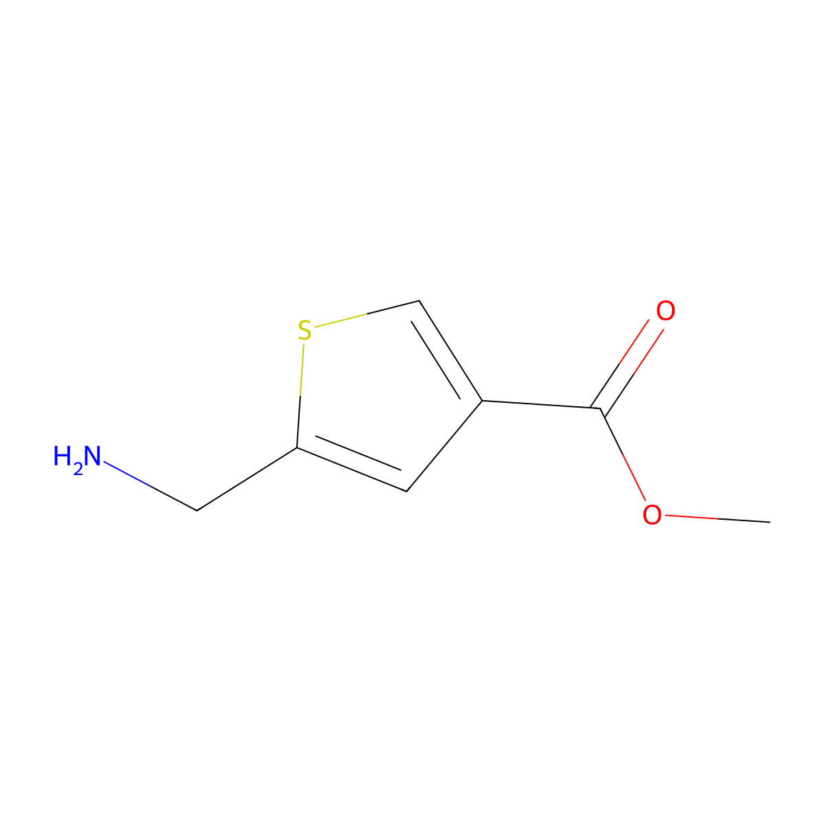 Methyl 5-(aminomethyl)thiophene-3-carboxylate molecular structure, CAS 1006747-44-9