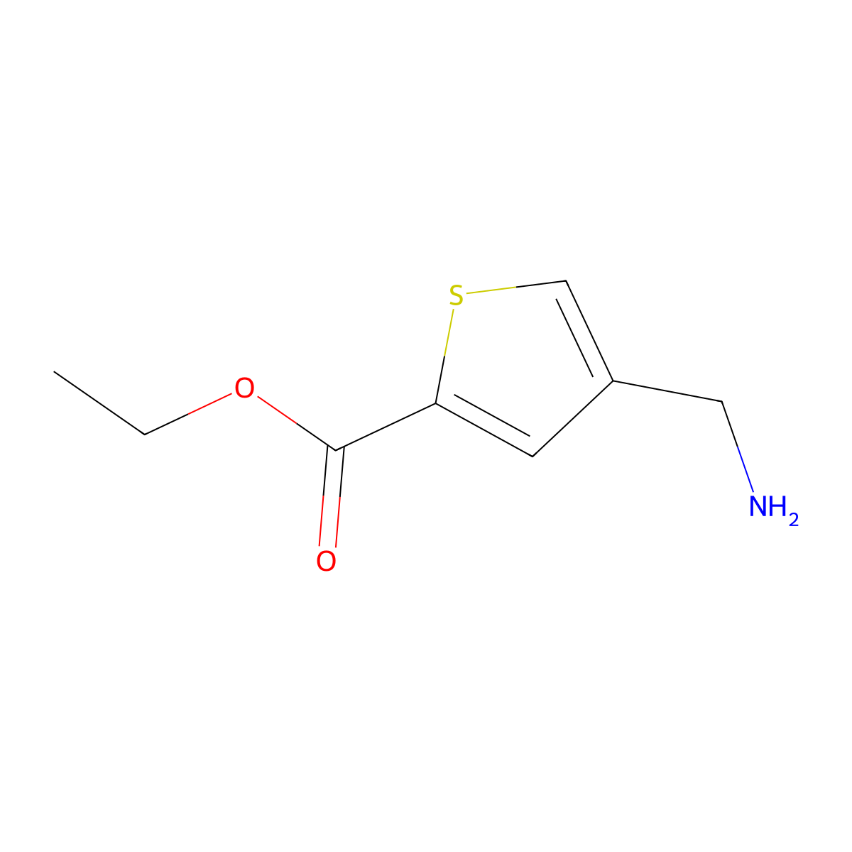 Ethyl 4-(aminomethyl)thiophene-2-carboxylate molecular structure, CAS 1006747-45-0