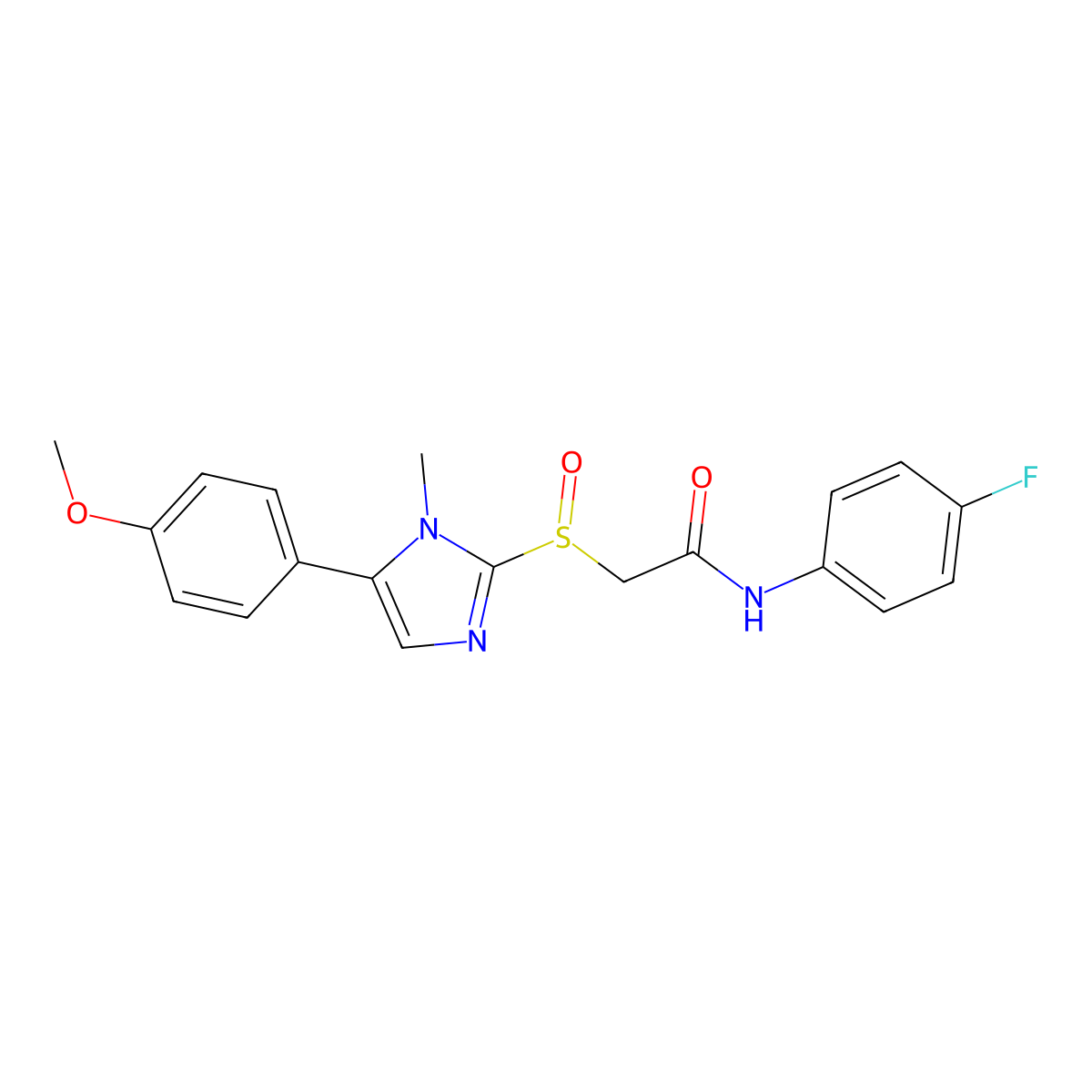 N-(4-fluorophenyl)-2-((5-(4-methoxyphenyl)-1-methyl-1H-imidazol-2-yl)sulfinyl)acetamide molecular structure, CAS 1006755-85-6