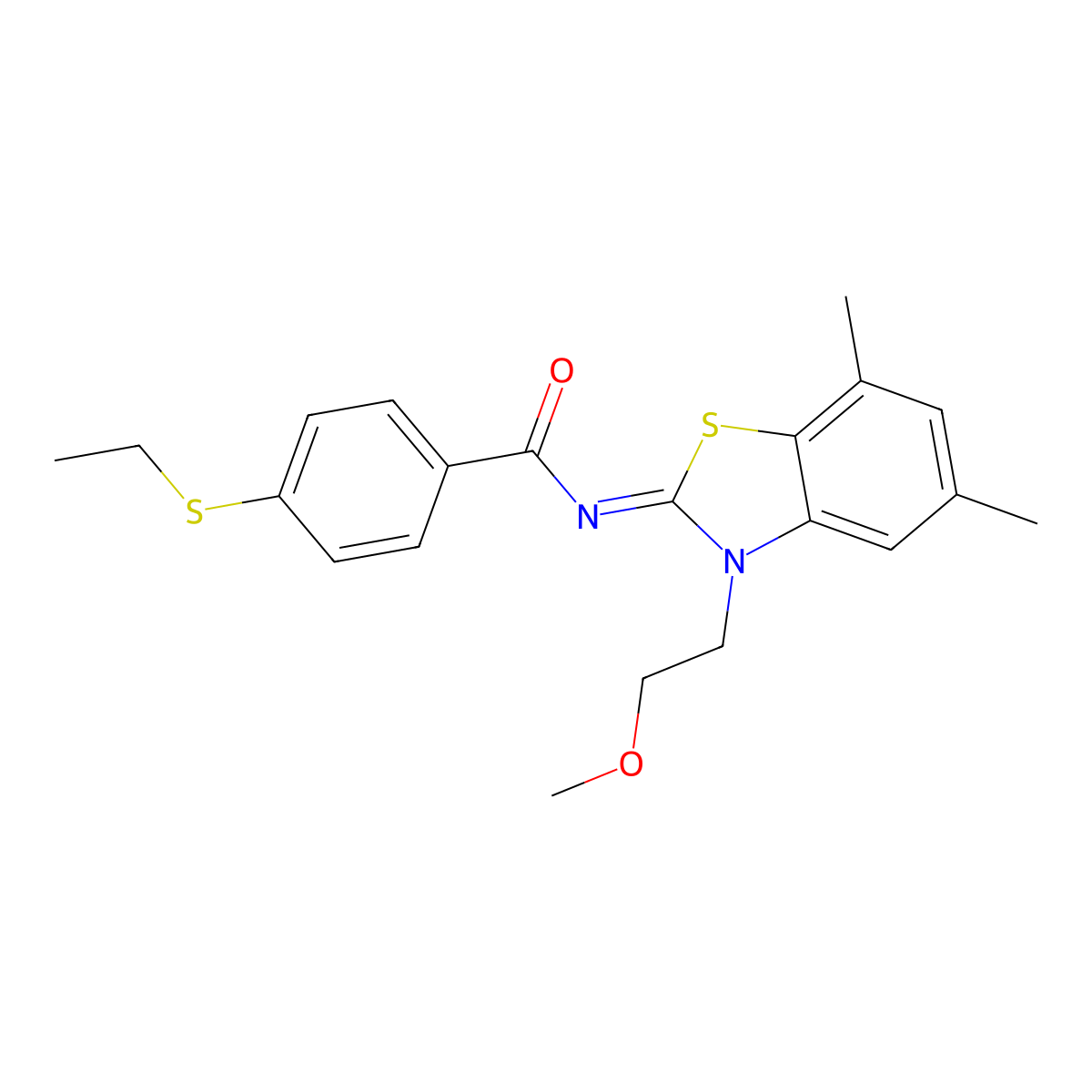 (E)-4-(ethylthio)-N-(3-(2-methoxyethyl)-5,7-dimethylbenzo[d]thiazol-2(3H)-ylidene)benzamide molecular structure, CAS 1006772-80-0