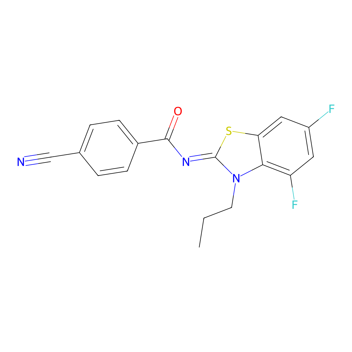(Z)-4-cyano-N-(4,6-difluoro-3-propylbenzo[d]thiazol-2(3H)-ylidene)benzamide molecular structure, CAS 1006777-87-2