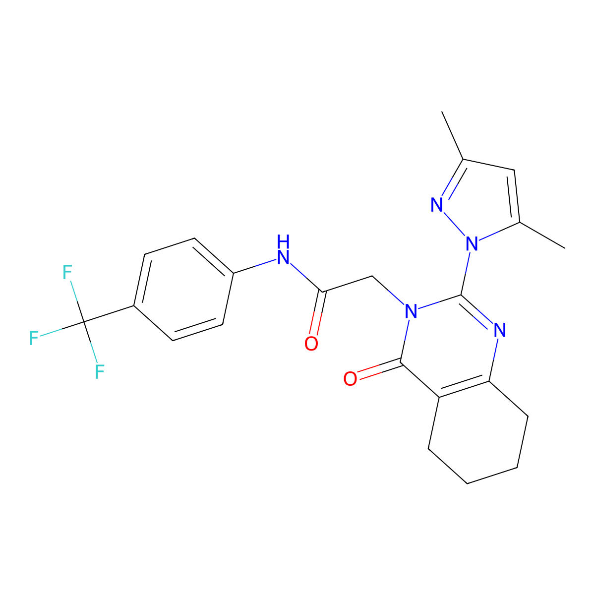 2-(2-(3,5-dimethyl-1H-pyrazol-1-yl)-4-oxo-5,6,7,8-tetrahydroquinazolin-3(4H)-yl)-N-(4-(trifluoromethyl)phenyl)acetamide molecular structure, CAS 1006784-90-2