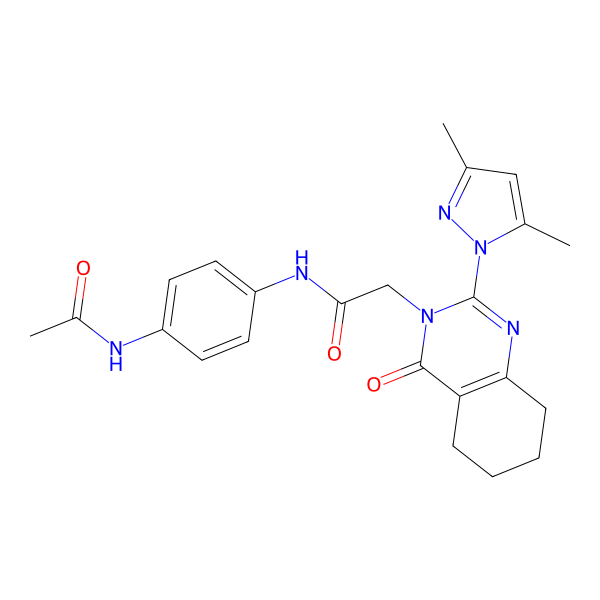 N-(4-acetamidophenyl)-2-(2-(3,5-dimethyl-1H-pyrazol-1-yl)-4-oxo-5,6,7,8-tetrahydroquinazolin-3(4H)-yl)acetamide molecular structure, CAS 1006784-98-0