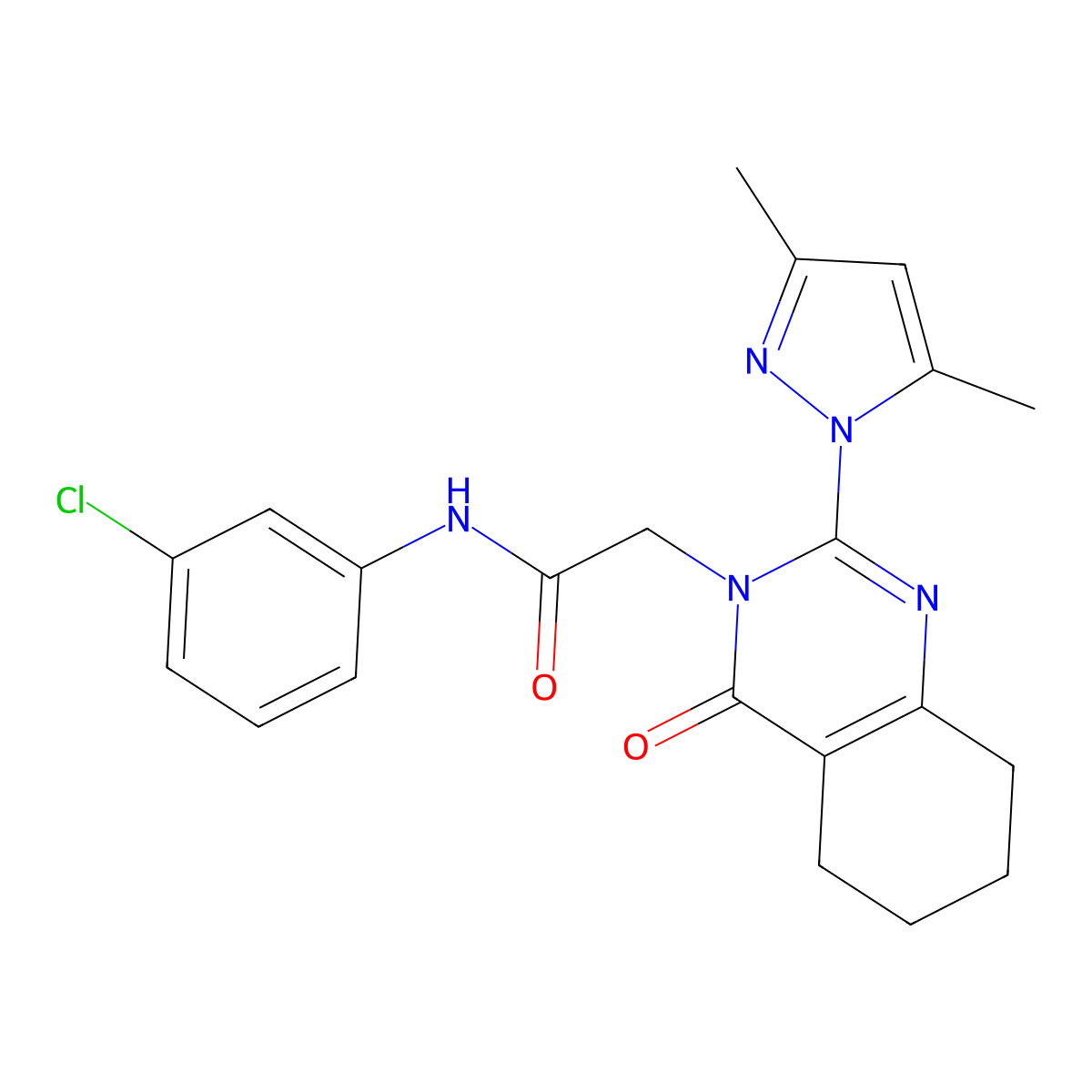 N-(3-chlorophenyl)-2-(2-(3,5-dimethyl-1H-pyrazol-1-yl)-4-oxo-5,6,7,8-tetrahydroquinazolin-3(4H)-yl)acetamide molecular structure, CAS 1006785-26-7