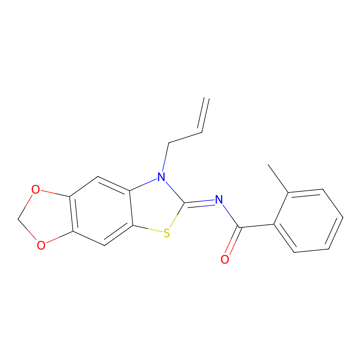 (Z)-N-(7-allyl-[1,3]dioxolo[4',5':4,5]benzo[1,2-d]thiazol-6(7H)-ylidene)-2-methylbenzamide molecular structure, CAS 1006797-36-9
