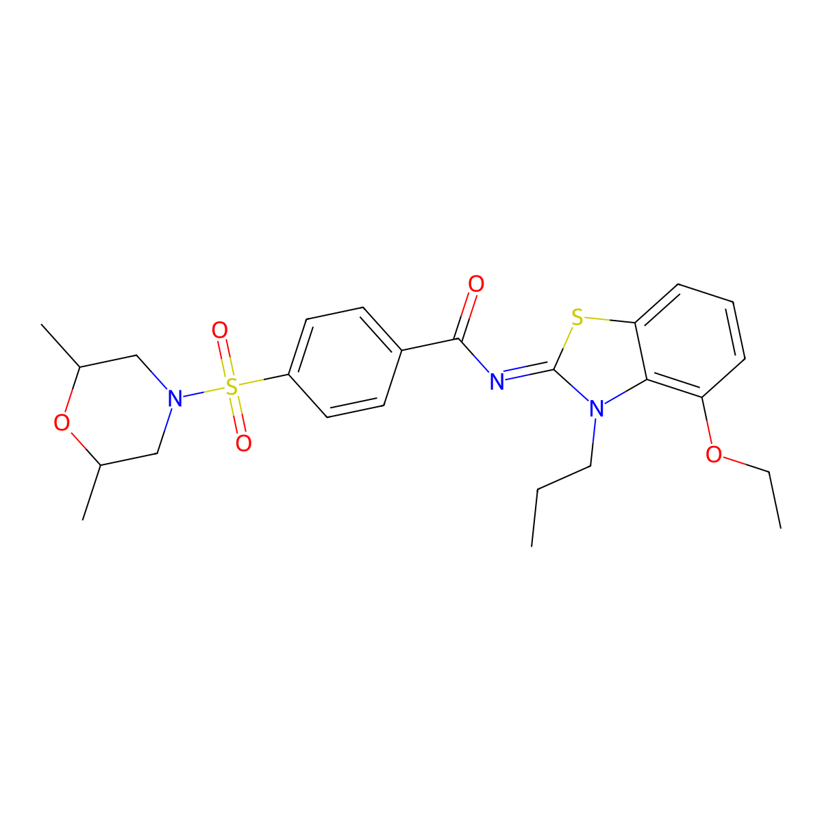 (Z)-4-((2,6-dimethylmorpholino)sulfonyl)-N-(4-ethoxy-3-propylbenzo[d]thiazol-2(3H)-ylidene)benzamide molecular structure, CAS 1006798-35-1