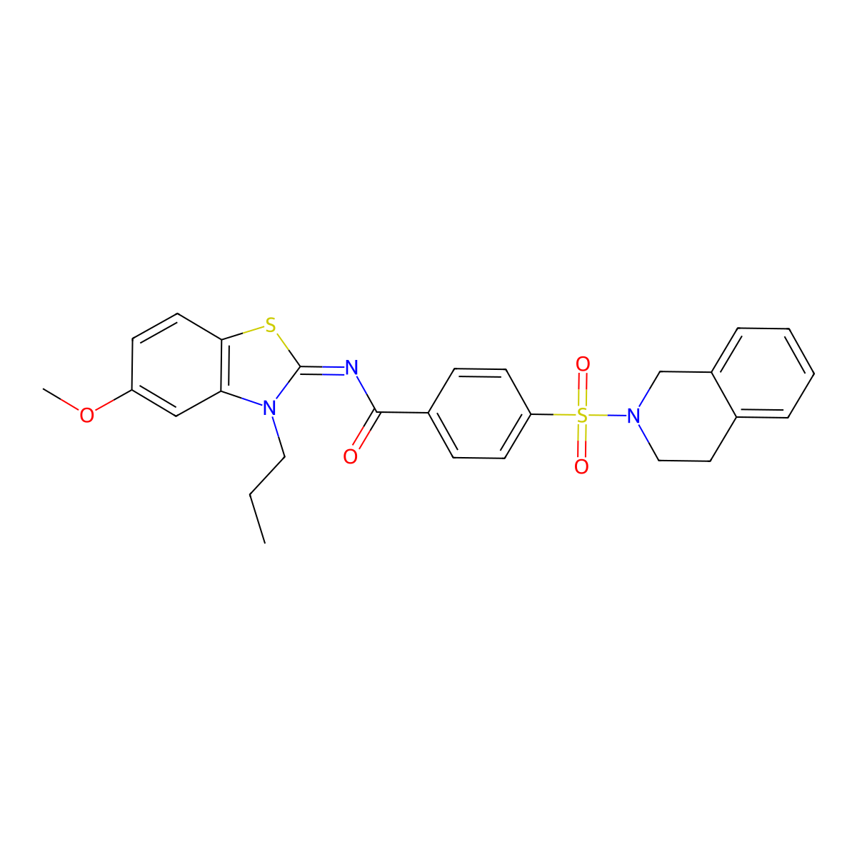 (E)-4-((3,4-dihydroisoquinolin-2(1H)-yl)sulfonyl)-N-(5-methoxy-3-propylbenzo[d]thiazol-2(3H)-ylidene)benzamide molecular structure, CAS 1006805-37-3