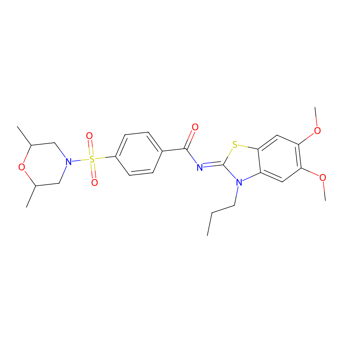 (Z)-N-(5,6-dimethoxy-3-propylbenzo[d]thiazol-2(3H)-ylidene)-4-((2,6-dimethylmorpholino)sulfonyl)benzamide molecular structure, CAS 1006807-69-7