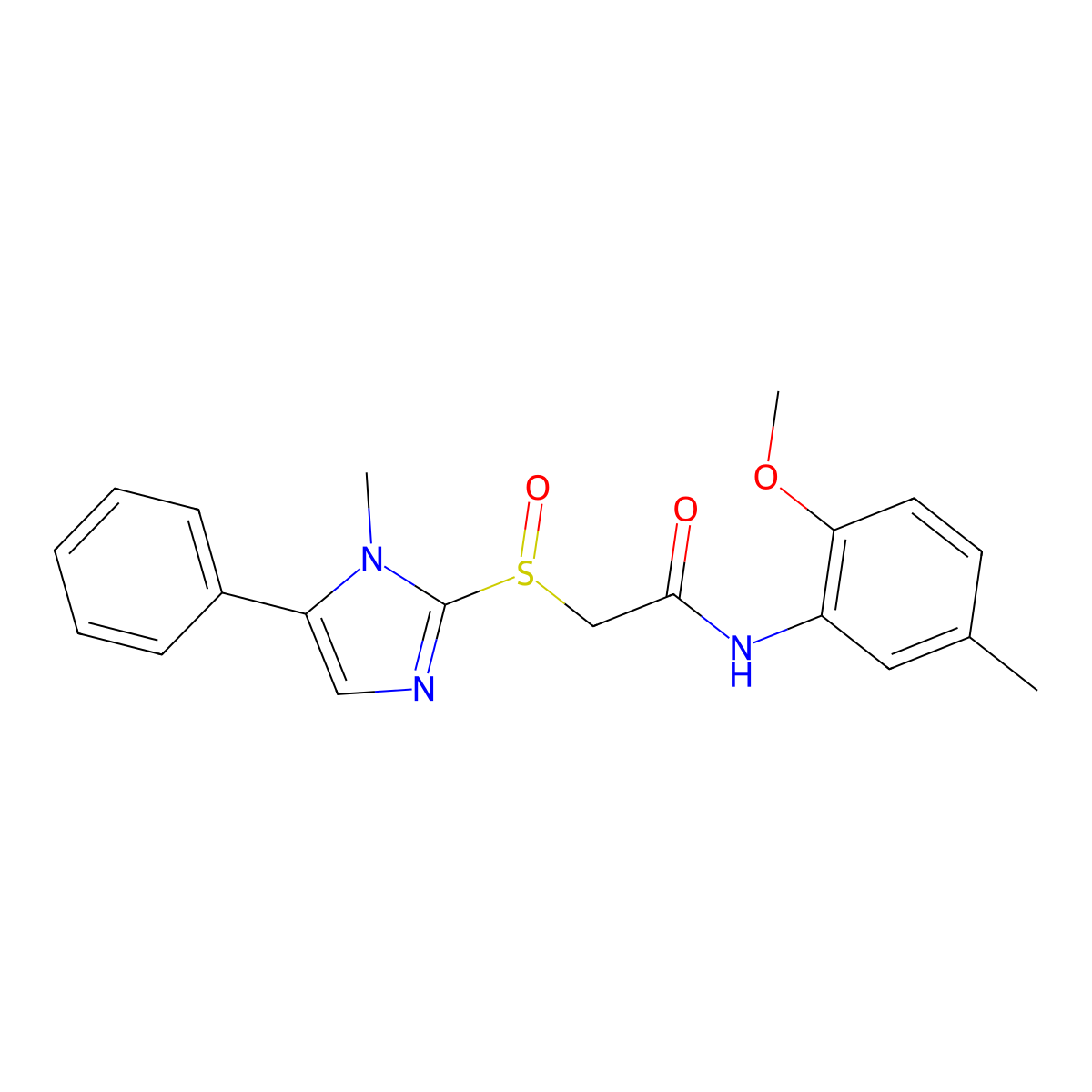 N-(2-methoxy-5-methylphenyl)-2-((1-methyl-5-phenyl-1H-imidazol-2-yl)sulfinyl)acetamide molecular structure, CAS 1006812-69-6
