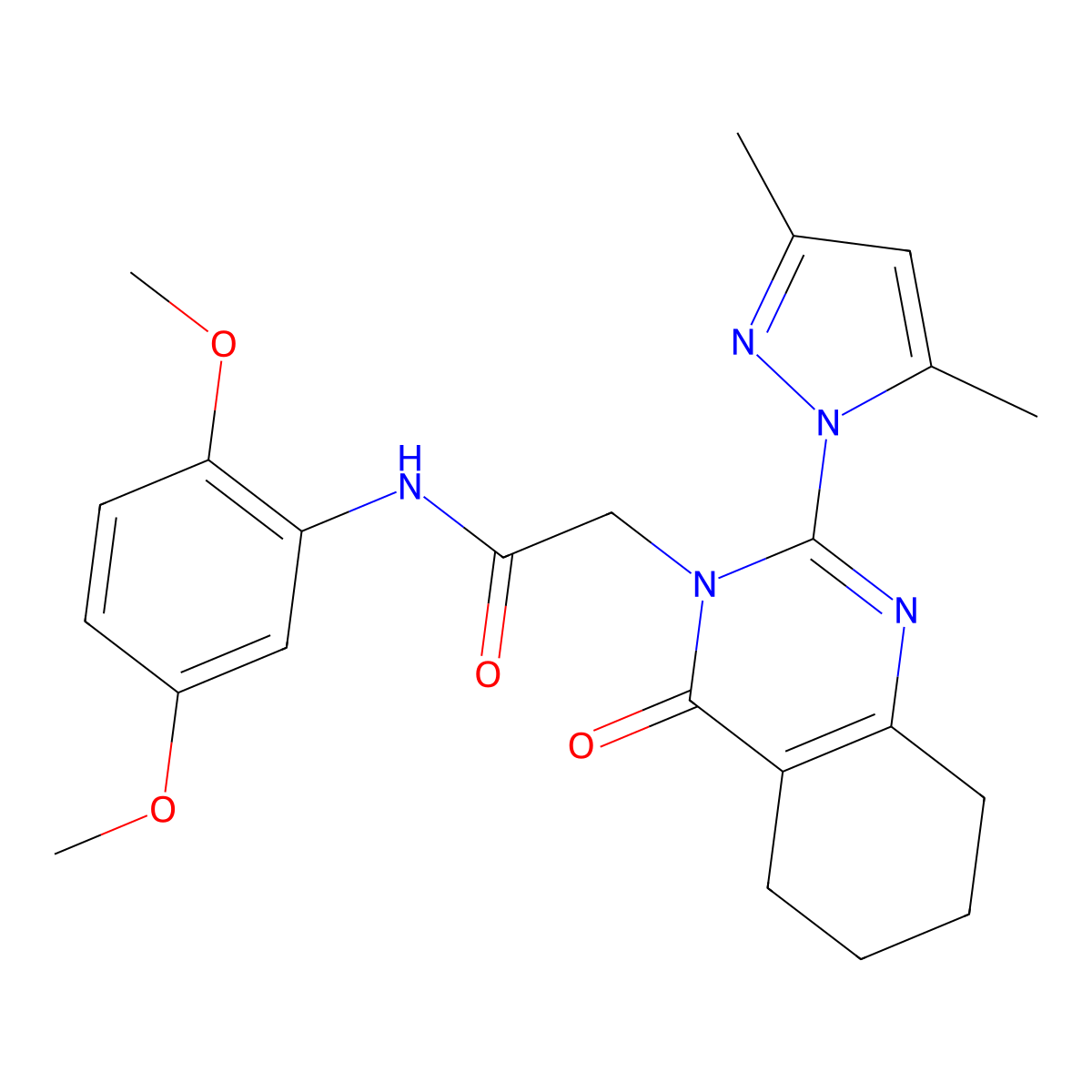 N-(2,5-dimethoxyphenyl)-2-(2-(3,5-dimethyl-1H-pyrazol-1-yl)-4-oxo-5,6,7,8-tetrahydroquinazolin-3(4H)-yl)acetamide molecular structure, CAS 1006819-75-5