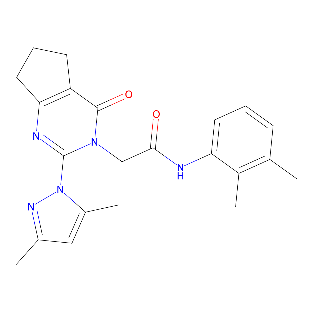 2-(2-(3,5-dimethyl-1H-pyrazol-1-yl)-4-oxo-4,5,6,7-tetrahydro-3H-cyclopenta[d]pyrimidin-3-yl)-N-(2,3-dimethylphenyl)acetamide molecular structure, CAS 1006820-51-4