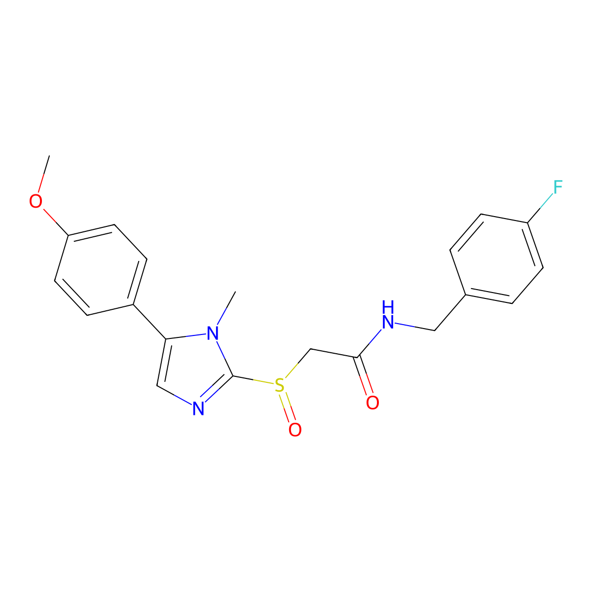 N-(4-fluorobenzyl)-2-((5-(4-methoxyphenyl)-1-methyl-1H-imidazol-2-yl)sulfinyl)acetamide molecular structure, CAS 1006838-39-6