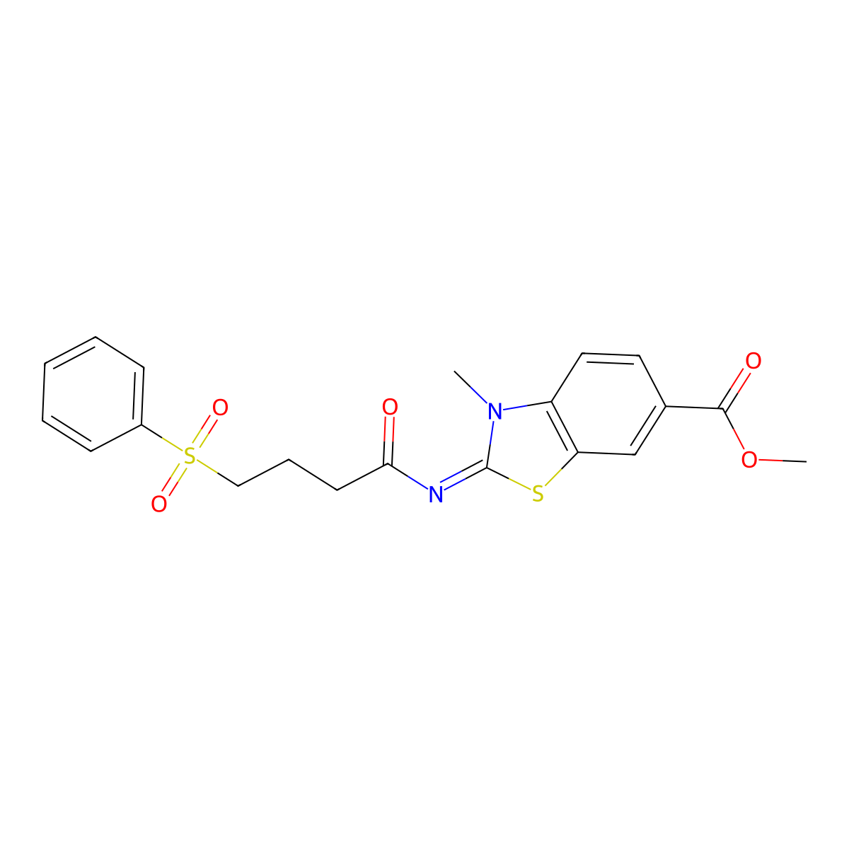 methyl (2E)-2-{[4-(benzenesulfonyl)butanoyl]imino}-3-methyl-2,3-dihydro-1,3-benzothiazole-6-carboxylate molecular structure, CAS 1006851-20-2