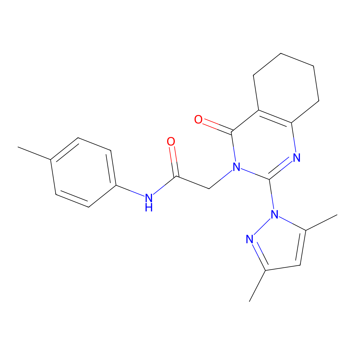 2-(2-(3,5-dimethyl-1H-pyrazol-1-yl)-4-oxo-5,6,7,8-tetrahydroquinazolin-3(4H)-yl)-N-(p-tolyl)acetamide molecular structure, CAS 1006859-16-0