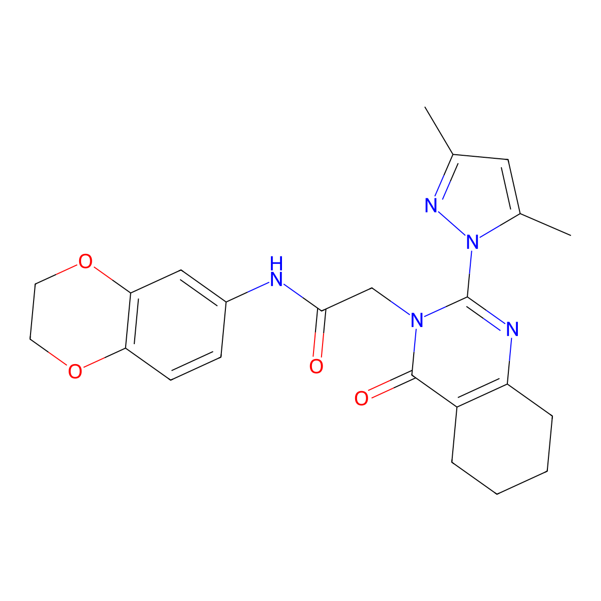 N-(2,3-dihydro-1,4-benzodioxin-6-yl)-2-[2-(3,5-dimethyl-1H-pyrazol-1-yl)-4-oxo-5,6,7,8-tetrahydroquinazolin-3(4H)-yl]acetamide molecular structure, CAS 1006859-37-5