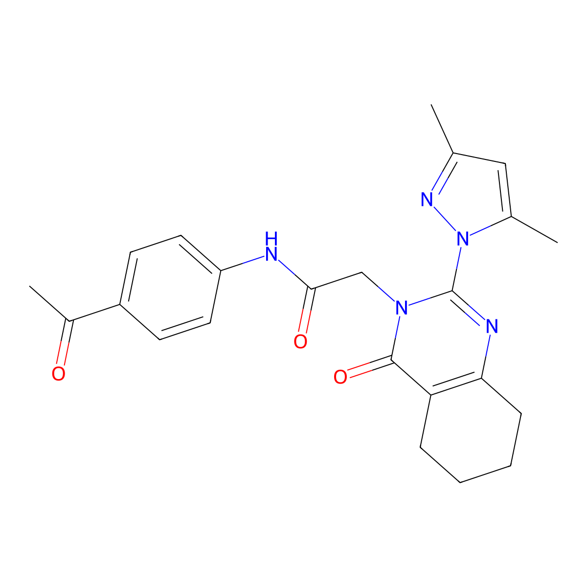 N-(4-acetylphenyl)-2-(2-(3,5-dimethyl-1H-pyrazol-1-yl)-4-oxo-5,6,7,8-tetrahydroquinazolin-3(4H)-yl)acetamide molecular structure, CAS 1006859-47-7