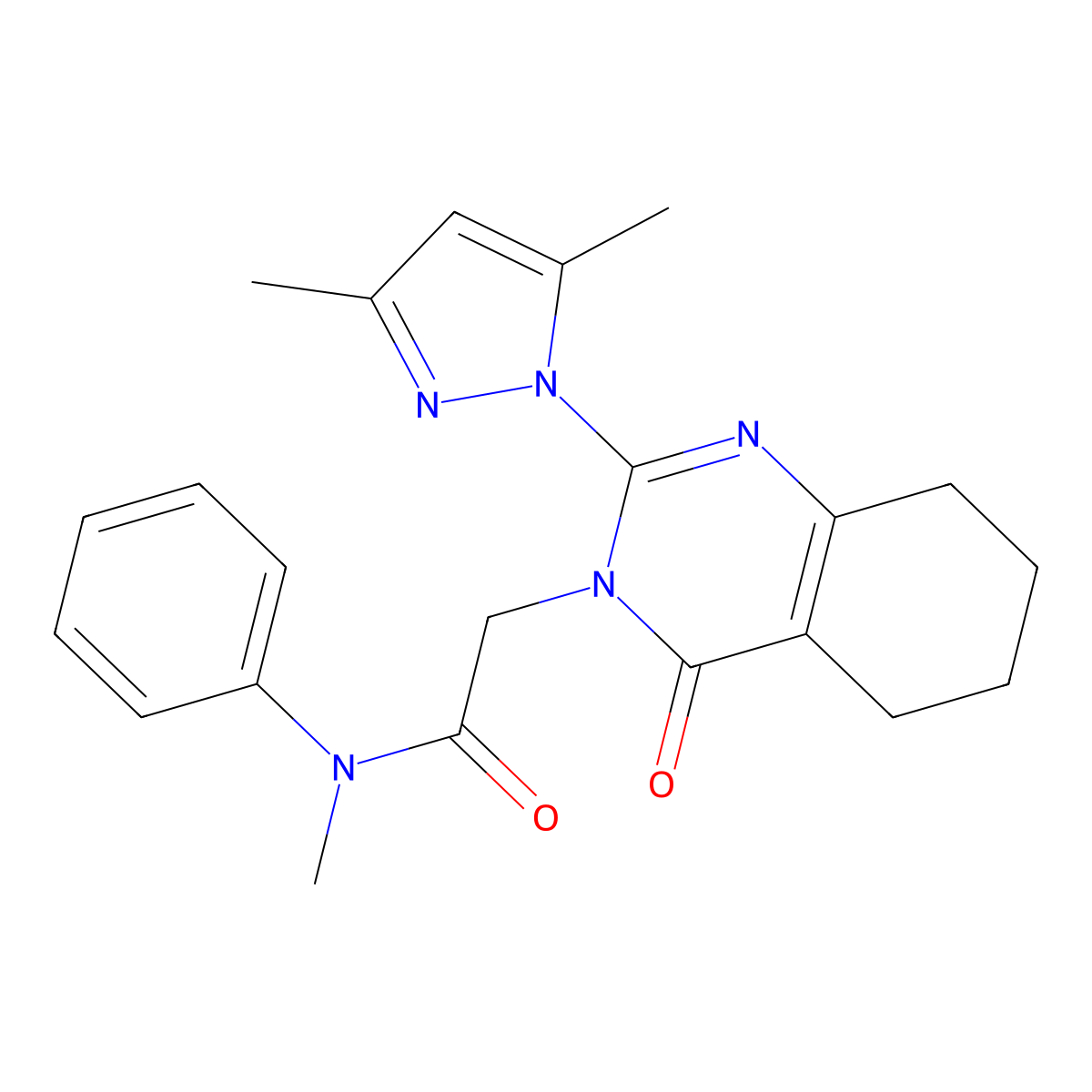 2-[2-(3,5-dimethylpyrazol-1-yl)-4-oxo-5,6,7,8-tetrahydroquinazolin-3-yl]-N-methyl-N-phenylacetamide molecular structure, CAS 1006859-86-4