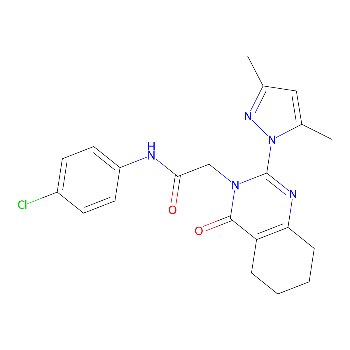 N-(4-chlorophenyl)-2-(2-(3,5-dimethyl-1H-pyrazol-1-yl)-4-oxo-5,6,7,8-tetrahydroquinazolin-3(4H)-yl)acetamide molecular structure, CAS 1006859-91-1