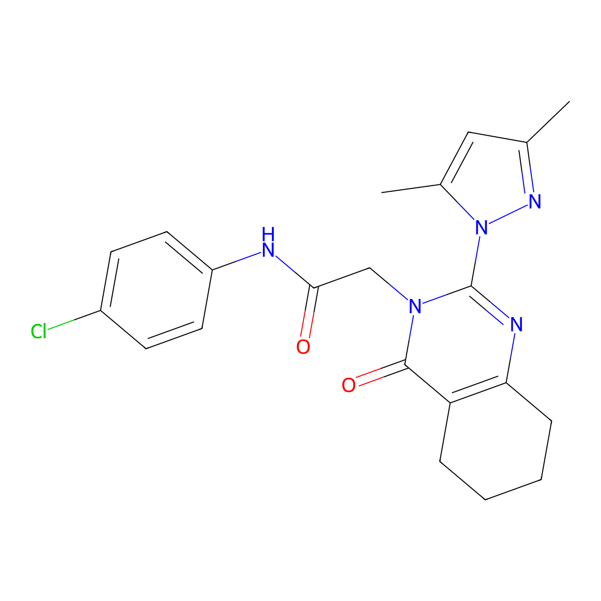 N-(4-chlorophenyl)-2-(2-(3,5-dimethyl-1H-pyrazol-1-yl)-4-oxo-5,6,7,8-tetrahydroquinazolin-3(4H)-yl)acetamide molecular structure, CAS 1006859-91-1