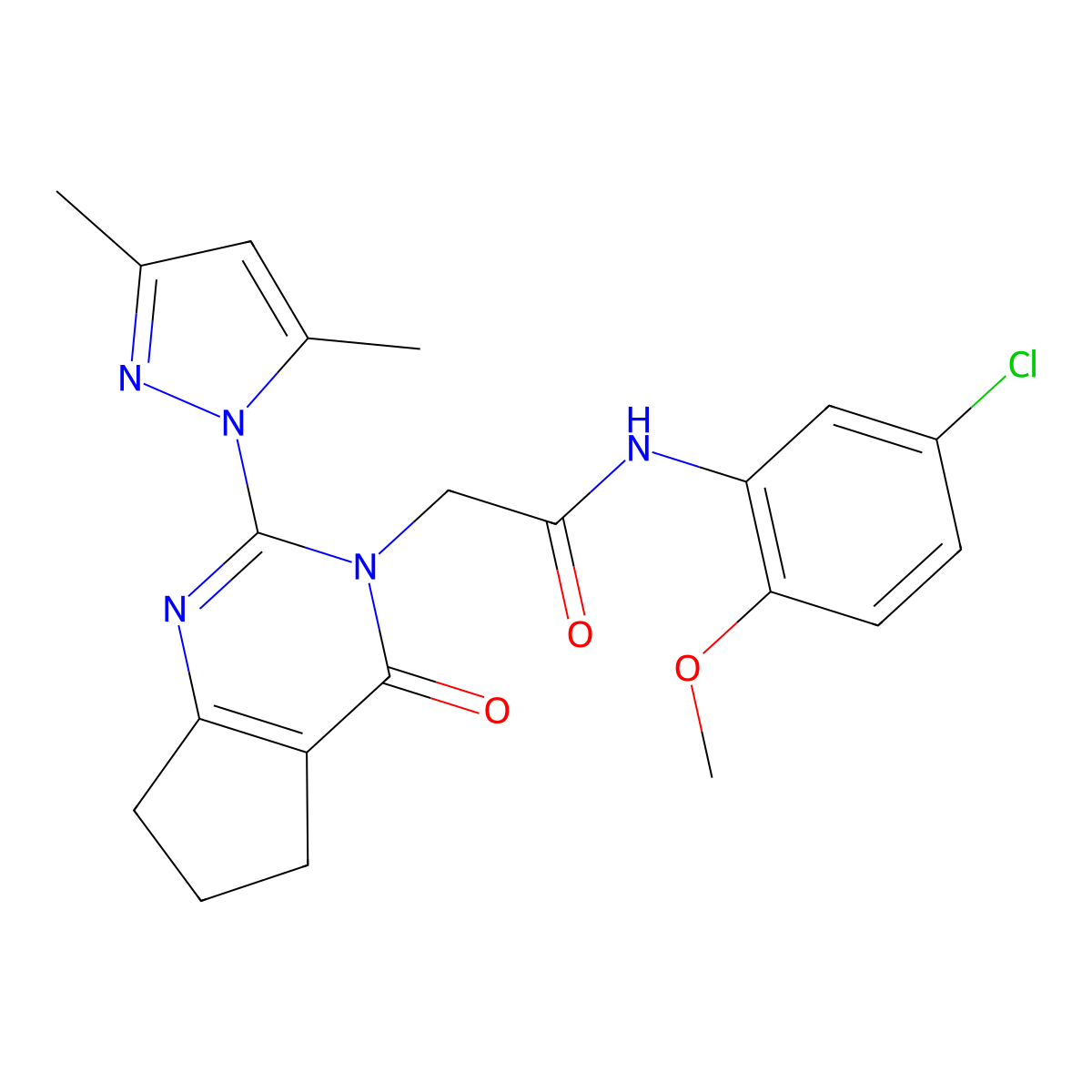 N-(5-chloro-2-methoxyphenyl)-2-(2-(3,5-dimethyl-1H-pyrazol-1-yl)-4-oxo-4,5,6,7-tetrahydro-3H-cyclopenta[d]pyrimidin-3-yl)acetamide molecular structure, CAS 1006861-13-7