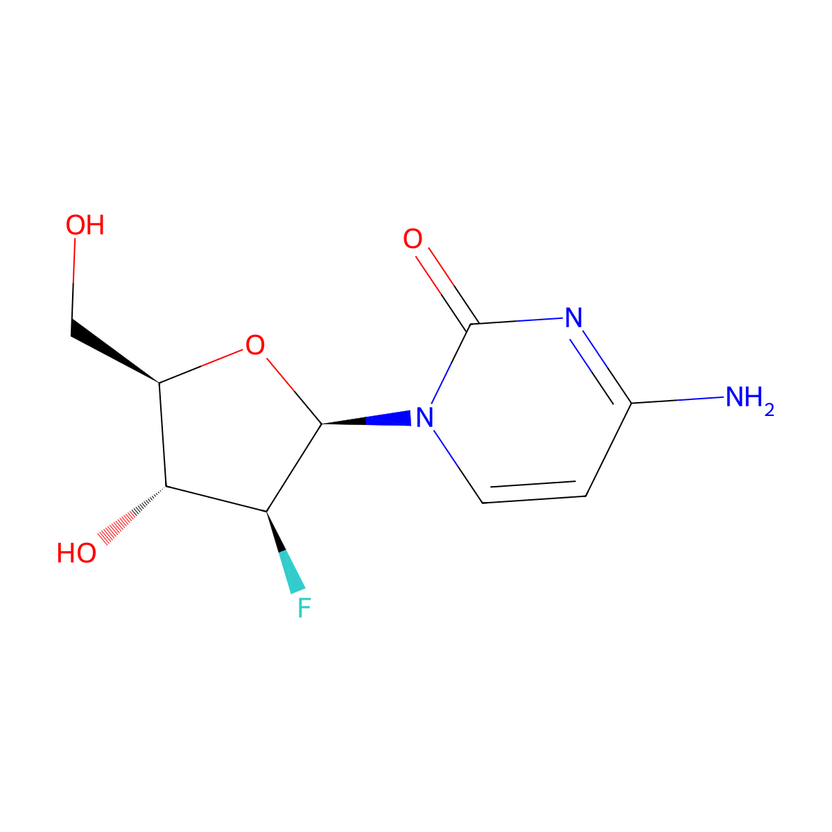 2'-Fluoro-2'-deoxy-arabinofuranosyl-cytidine molecular structure, CAS 1006872-82-7