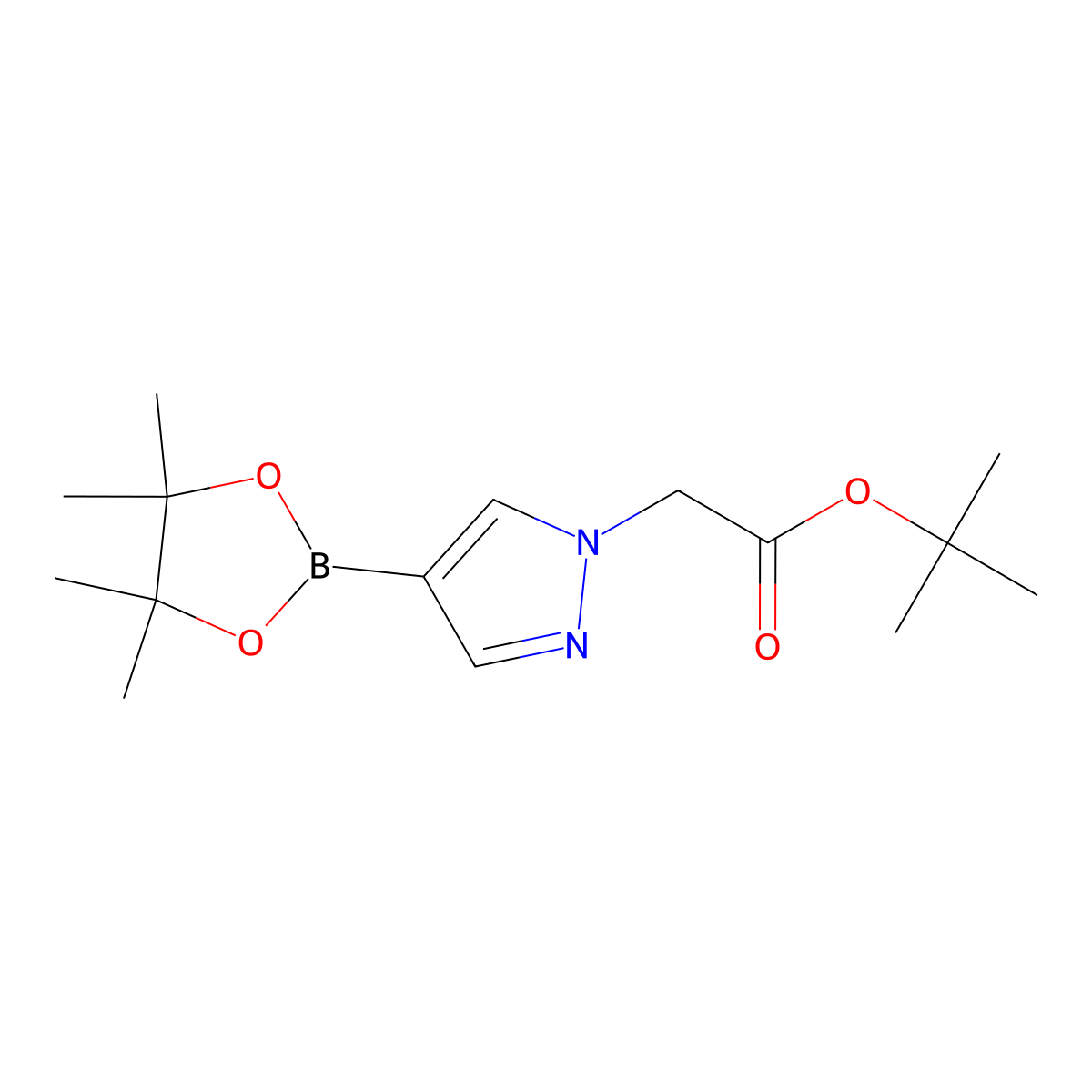 tert-Butyl 2-(4-(4,4,5,5-tetramethyl-1,3,2-dioxaborolan-2-yl)-1H-pyrazol-1-yl)acetate molecular structure, CAS 1006875-83-7