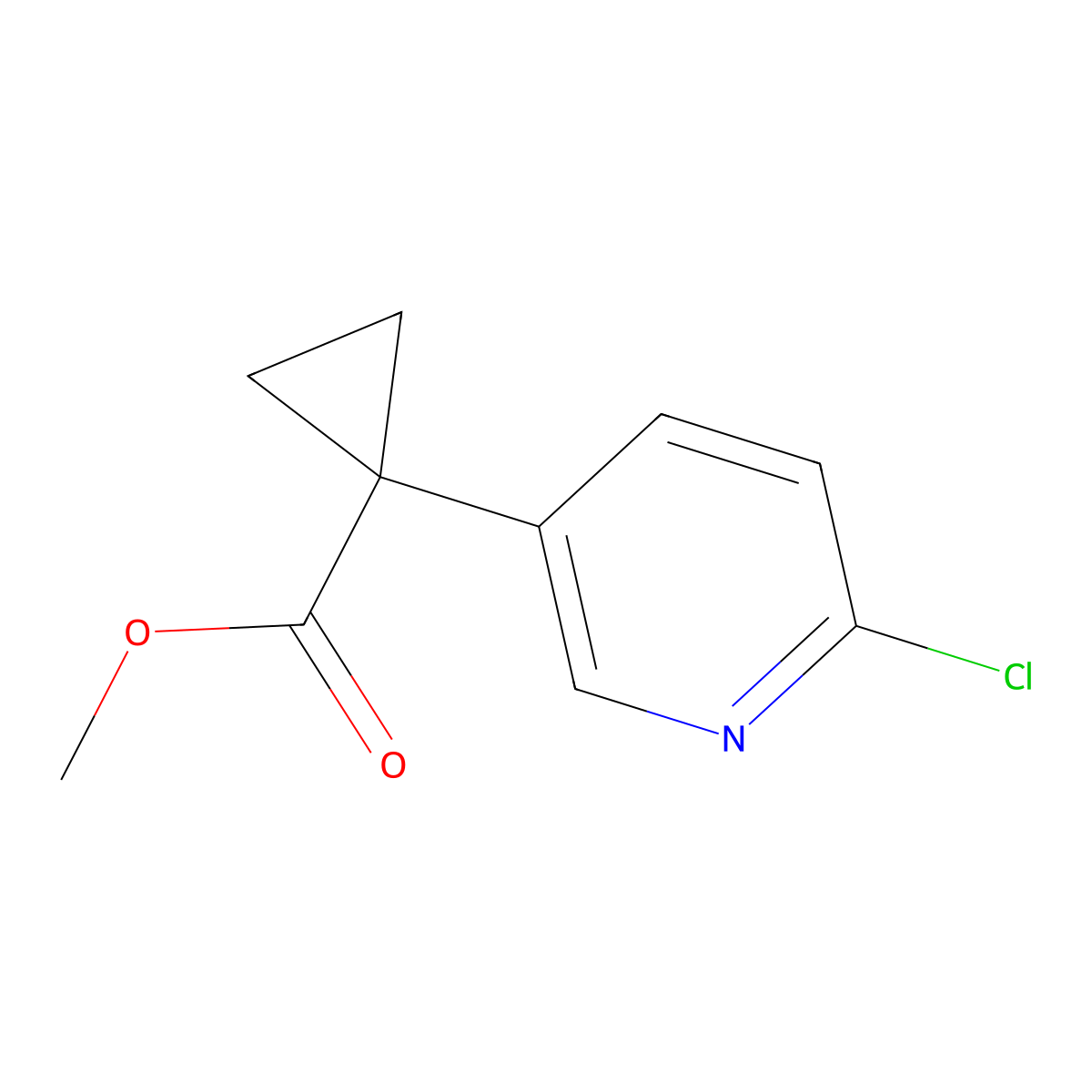 Methyl 1-(6-chloro-3-pyridinyl)cyclopropanecarboxylate molecular structure, CAS 1006875-85-9