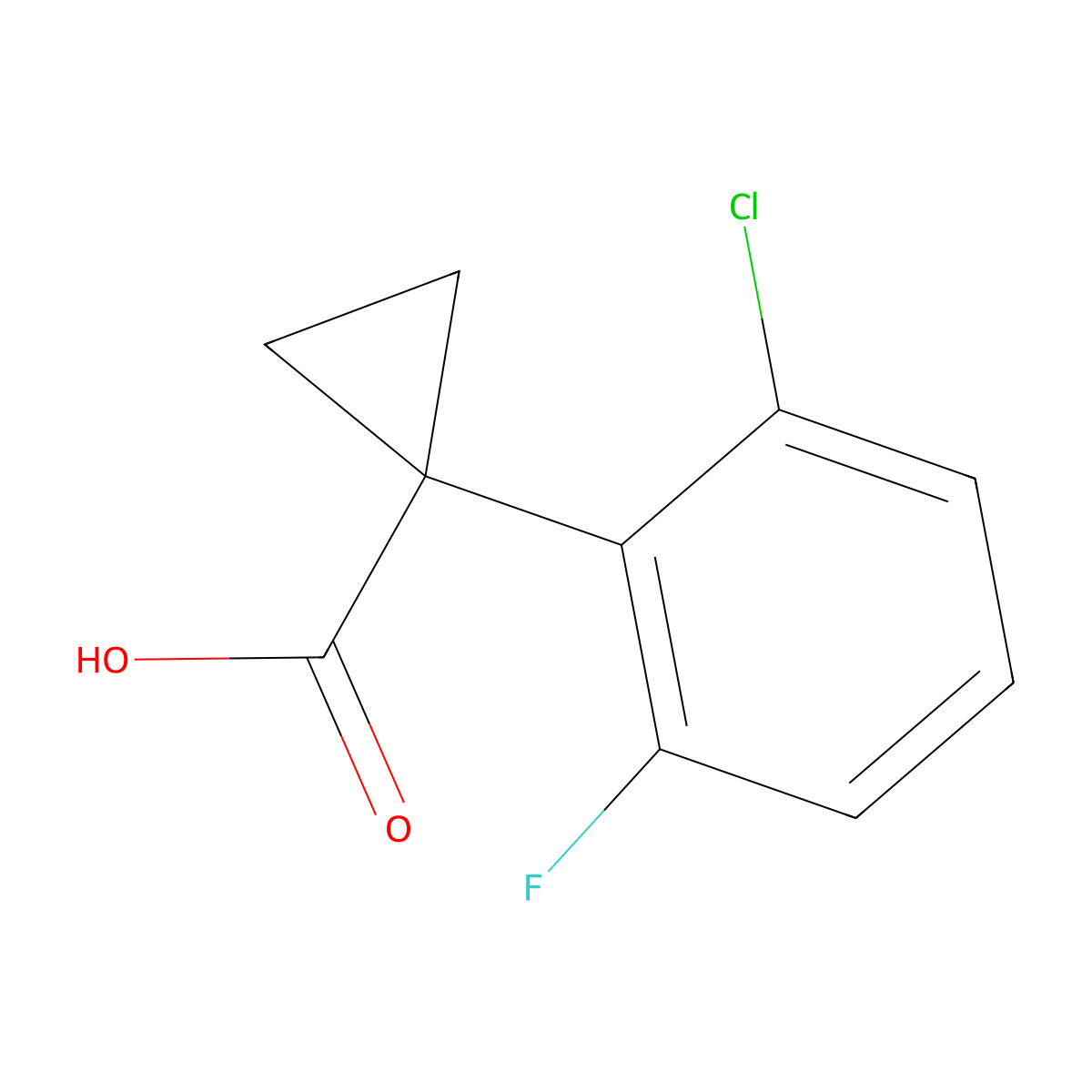1-(2-Chloro-6-fluorophenyl)cyclopropane-1-carboxylic acid molecular structure, CAS 1006876-25-0