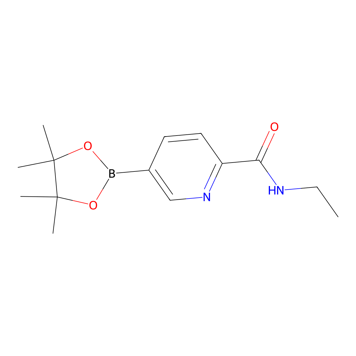 N-ethyl-5-(4,4,5,5-tetramethyl-1,3,2-dioxaborolan-2-yl)picolinamide molecular structure, CAS 1006876-28-3