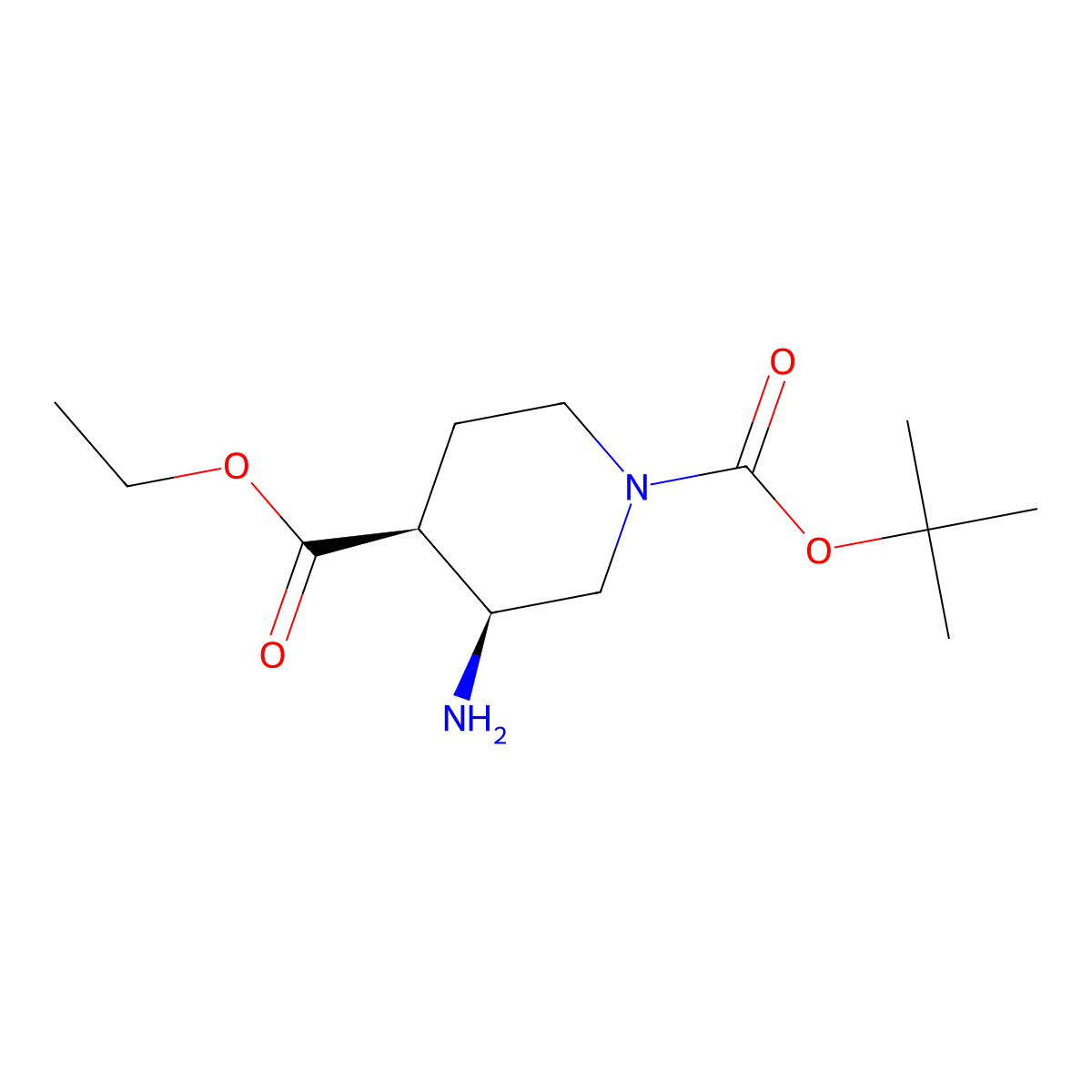 O1-tert-butyl O4-ethyl (3S,4S)-3-aminopiperidine-1,4-dicarboxylate molecular structure, CAS 1006891-30-0