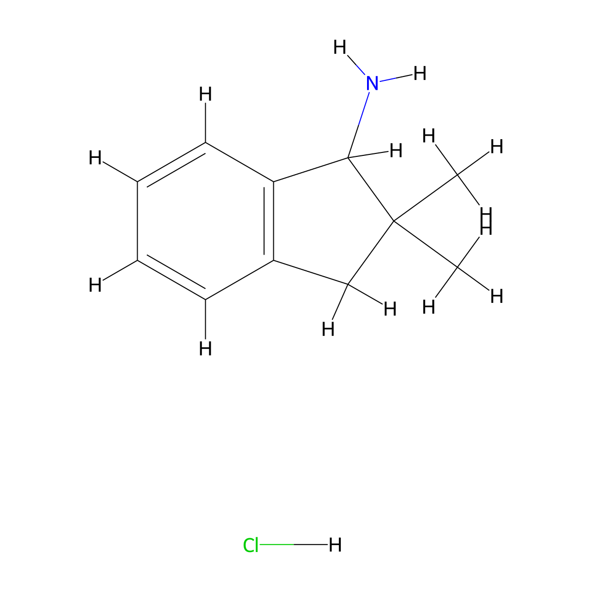 2,2-dimethyl-2,3-dihydro-1H-inden-1-amine hydrochloride molecular structure, CAS 1006917-01-6