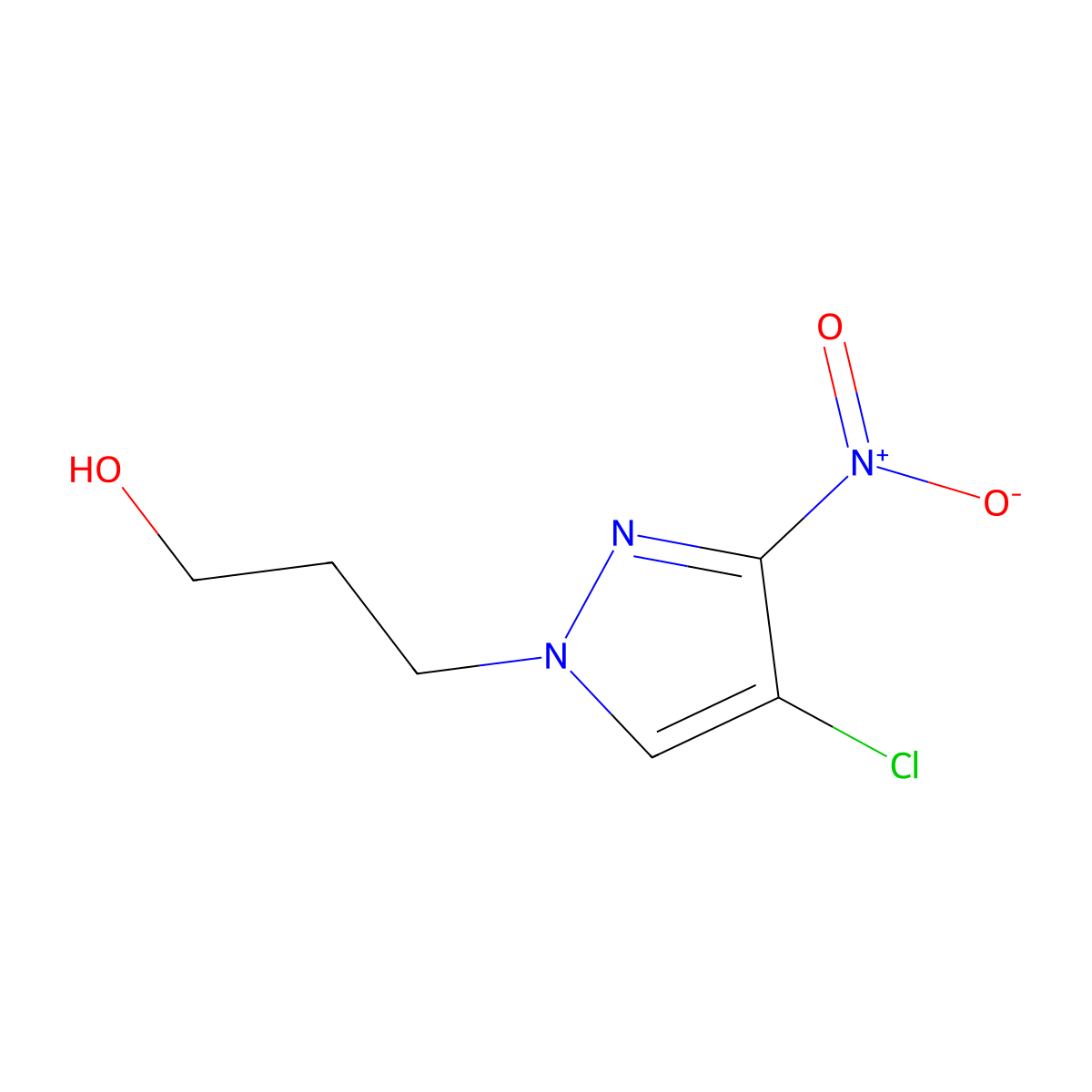 3-(4-chloro-3-nitro-1H-pyrazol-1-yl)propan-1-ol molecular structure, CAS 1006950-47-5