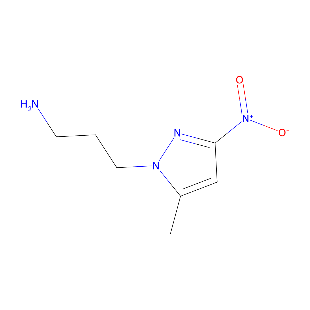 3-(5-methyl-3-nitro-1H-pyrazol-1-yl)propan-1-amine molecular structure, CAS 1006950-61-3