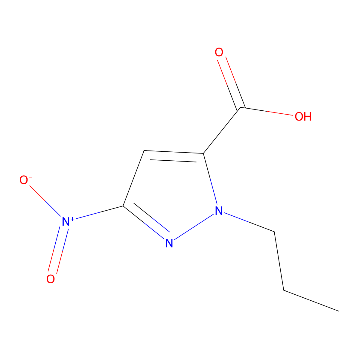 3-nitro-1-propyl-1H-pyrazole-5-carboxylic acid molecular structure, CAS 1006950-66-8