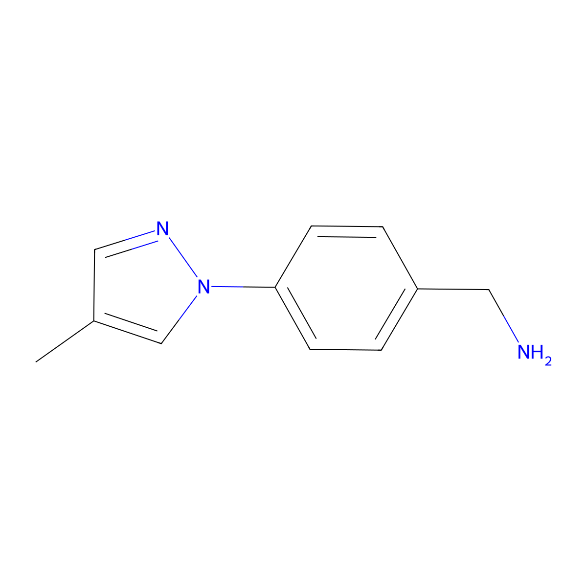(4-(4-Methyl-1H-pyrazol-1-yl)phenyl)methanamine molecular structure, CAS 1006951-00-3