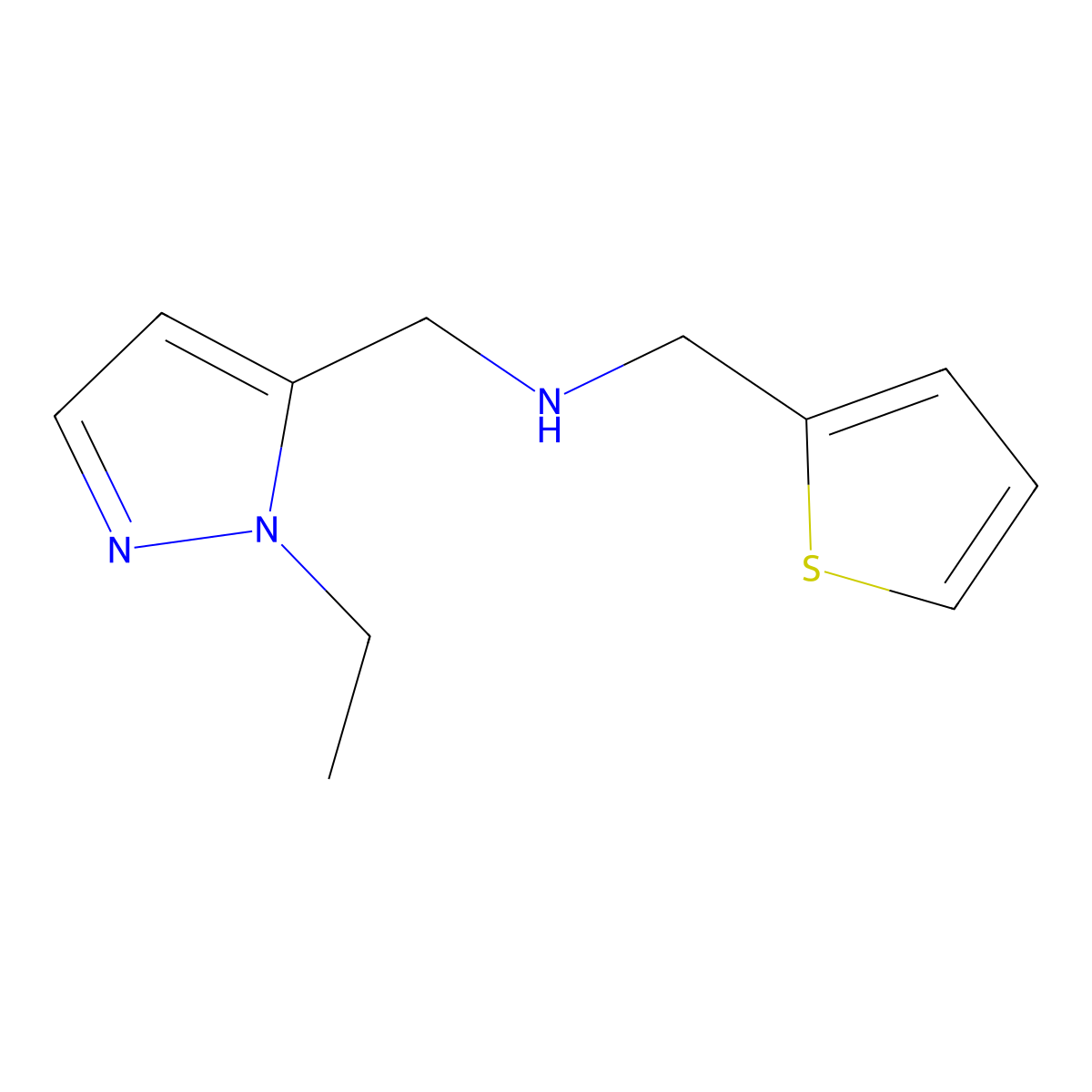 [(1-ethyl-1H-pyrazol-5-yl)methyl][(thiophen-2-yl)methyl]amine molecular structure, CAS 1006951-02-5