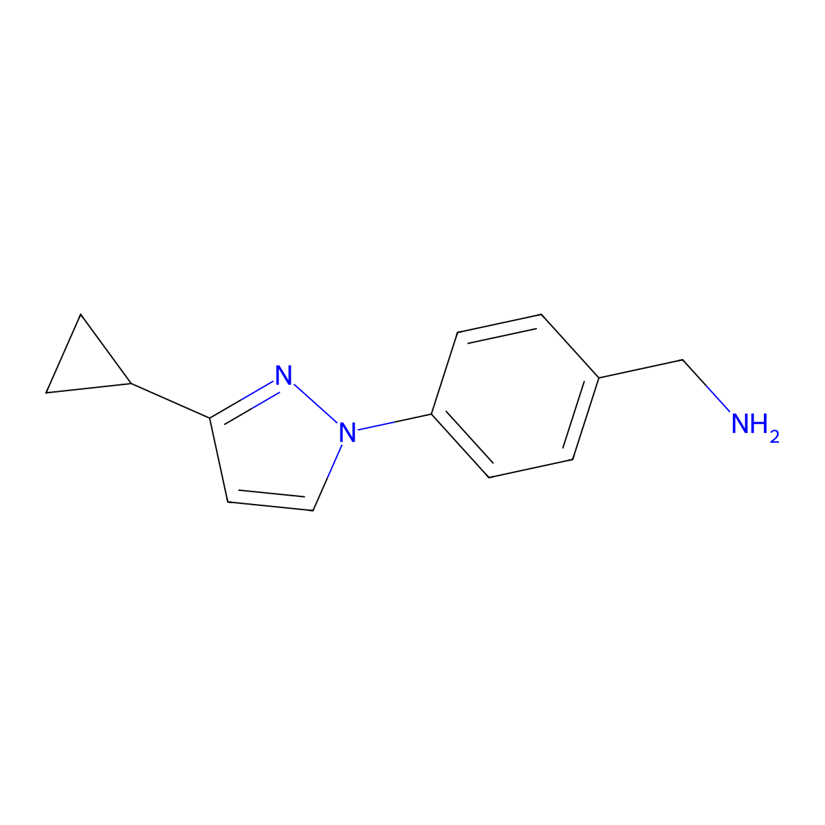 [4-(3-cyclopropyl-1H-pyrazol-1-yl)phenyl]methanamine molecular structure, CAS 1006951-03-6