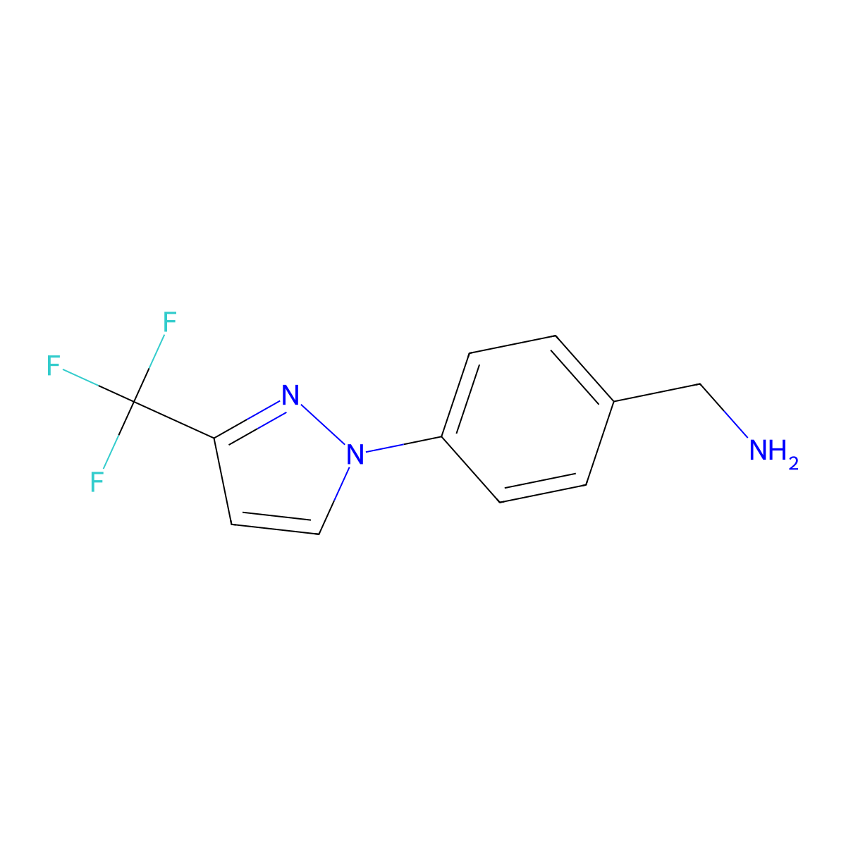 {4-[3-(trifluoromethyl)-1H-pyrazol-1-yl]phenyl}methanamine molecular structure, CAS 1006951-06-9