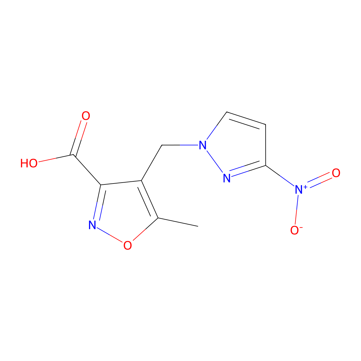 5-Methyl-4-[(3-nitro-1H-pyrazol-1-YL)methyl]-isoxazole-3-carboxylic acid molecular structure, CAS 1006951-15-0
