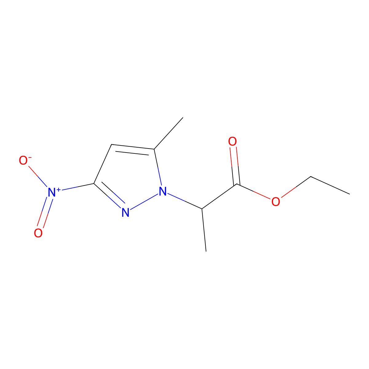 ethyl 2-(5-methyl-3-nitro-1H-pyrazol-1-yl)propanoate molecular structure, CAS 1006951-36-5