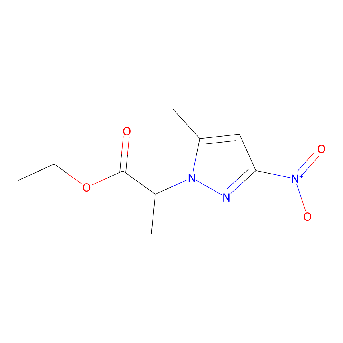ethyl 2-(5-methyl-3-nitro-1H-pyrazol-1-yl)propanoate molecular structure, CAS 1006951-36-5